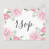 Roze geschilderde bloempeony | RSVP Uitnodiging Briefkaart (Voorkant)