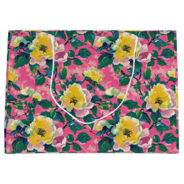 Roze geschilderde Chinoiserie Floral Groot Cadeauzakje