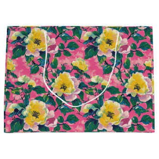 Roze geschilderde Chinoiserie Floral Groot Cadeauzakje