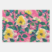 Roze geschilderde Chinoiserie Floral Inpakpapier Vel (Voorkant)