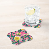 Roze geschilderde Chinoiserie Floral Kartonnen Onderzetters (Insitu)