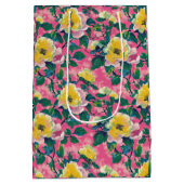 Roze geschilderde Chinoiserie Floral Medium Cadeauzakje (Achterkant)