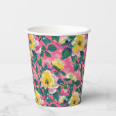 Roze geschilderde Chinoiserie Floral Papieren Bekers (Achterkant)