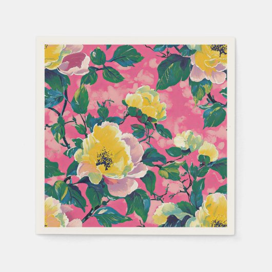 Roze geschilderde Chinoiserie Floral Servet (Voorkant)