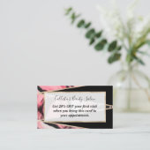 Roze geschilderde marmeren zwarte geometrische dri kortingskaartje (Staand voorkant)