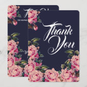Roze Geschilderde Rozen Bedankkaart (Voorkant / Achterkant)