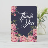Roze Geschilderde Rozen Bedankkaart (Staand voorkant)