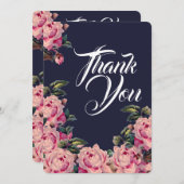 Roze Geschilderde Rozen Dankkaart Bedankkaart (Voorkant / Achterkant)