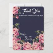 Roze Geschilderde Rozen Dankkaart Bedankkaart (Achterkant)