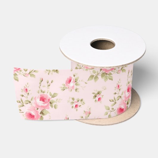 roze geschilderde Rozen Satijnen Lint (Spoel)