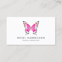 Roze geschilderde vlinder Logo op wit Visitekaartje