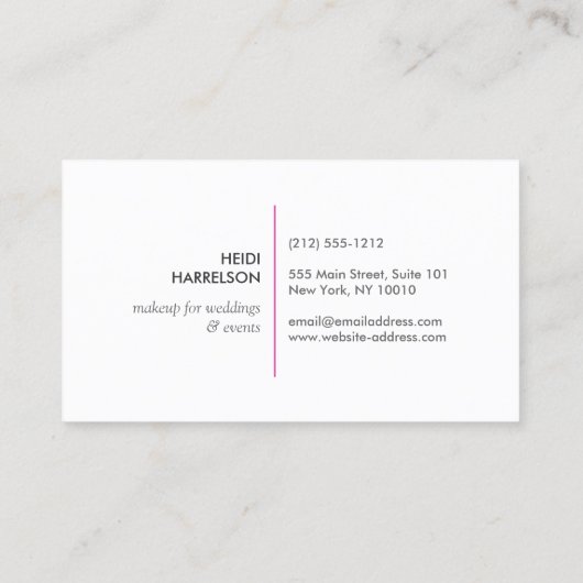 Roze geschilderde vlinder Logo op wit Visitekaartje (Achterkant)