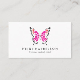 Roze geschilderde vlinder Logo op wit Visitekaartje