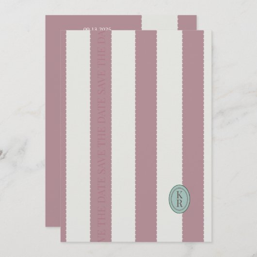 Roze geschulpte rand Bewaar de datum Kaart (Voorkant / Achterkant)