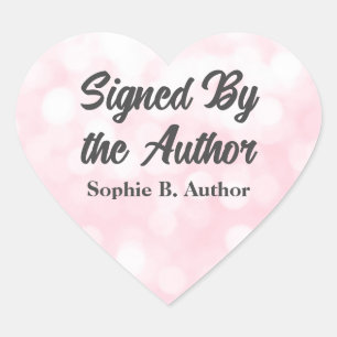 Roze gesigneerd door de auteur Boek Signing Book L Hart Sticker
