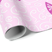 Roze geslikte vlinderbloemig verpakkingspapier. cadeaupapier (Rol Hoek)