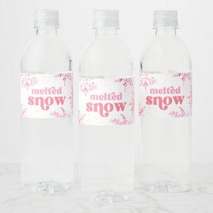Roze gesmolten sneeuw water fles labels waterfles etiket