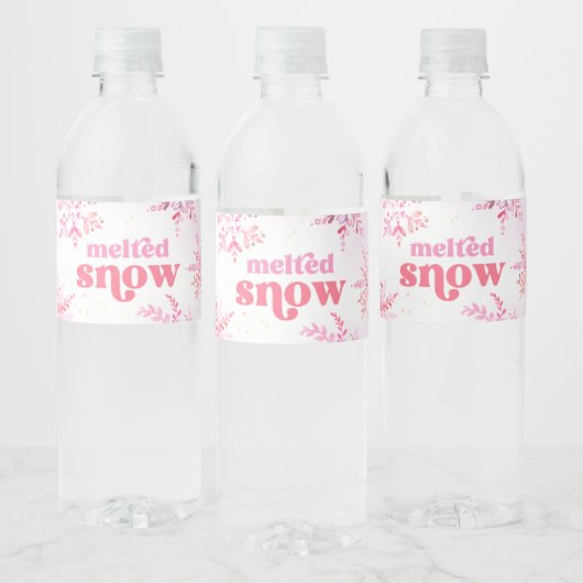 Roze gesmolten sneeuw water fles labels waterfles etiket (Flessen)