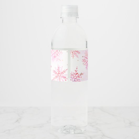 Roze gesmolten sneeuw water fles labels waterfles etiket (Achterkant)