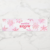 Roze gesmolten sneeuw water fles labels waterfles etiket (Enkel label)
