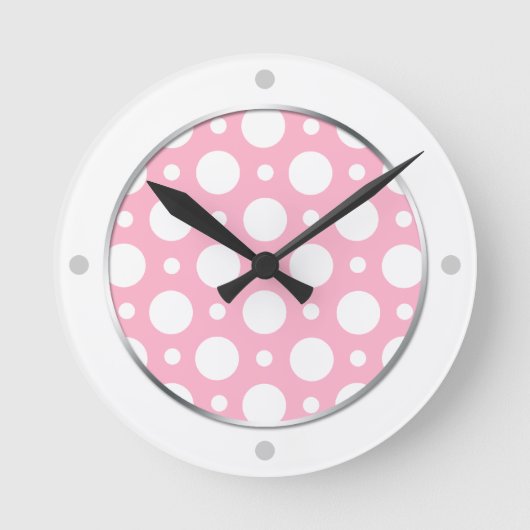Roze gesorteerde poka Dots Wall klok (Voorkant)