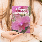 Roze gespikkelde moth Orchids Floral Birthday Kaart