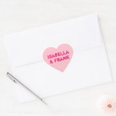 Roze gesprekskarakter hart sticker (Envelop)