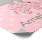 Roze Gestapelde Olifanten Nursery / Kamer Muurkuns Poster (Hoek)