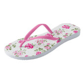 Roze gestencilde roos patroon flip flops (Schuin)