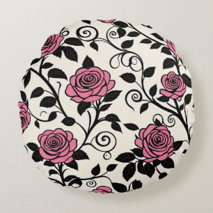 Roze gestileerde Rozen Rond Kussen