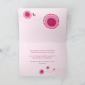 Roze gestippelde bloemen en vrolijke vogels Fantas Bedankkaart (Binnen)