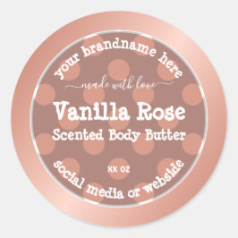 Roze gestippelde productverpakkingsetiketten Roos Ronde Sticker