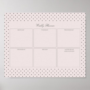 Roze gestippelde weekplanner afdrukbaar poster