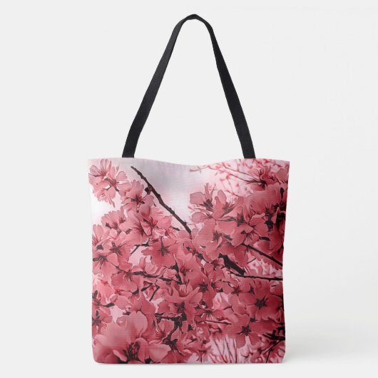 Roze gestormde sierCherry Branches Tote Bag (Achterkant)