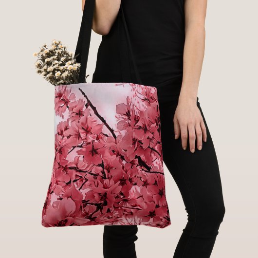 Roze gestormde sierCherry Branches Tote Bag (Dichtbij)