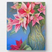 Roze gestreept Amaryllis en Poinsettia Bouquet Fotoplaat (Voorkant)