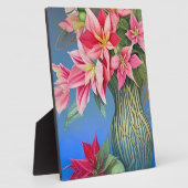 Roze gestreept Amaryllis en Poinsettia Bouquet Fotoplaat (Zijkant)