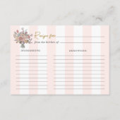 Roze gestreept bloemig Vrijgezellenfeest Recept Informatiekaartje (Voorkant)