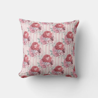  roze gestreept bloemmotief kussen