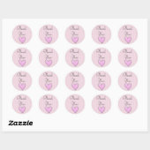 Roze gestreept "Dank u" Stickers (Vel)