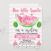 Roze gestreept één op een meloen van de eerste ver kaart (Voorkant / Achterkant)