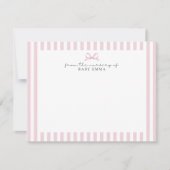 Roze Gestreept en Bow Baby Girl Nursery briefkaart (Voorkant)
