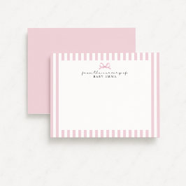 Roze Gestreept en Bow Baby Girl Nursery briefkaart