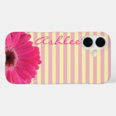 Roze gestreept Gerber Daisy Casemate Device Hoesje (Achterkant (horizontaal))