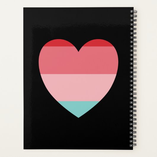 Roze gestreept hart planner (Achterkant)