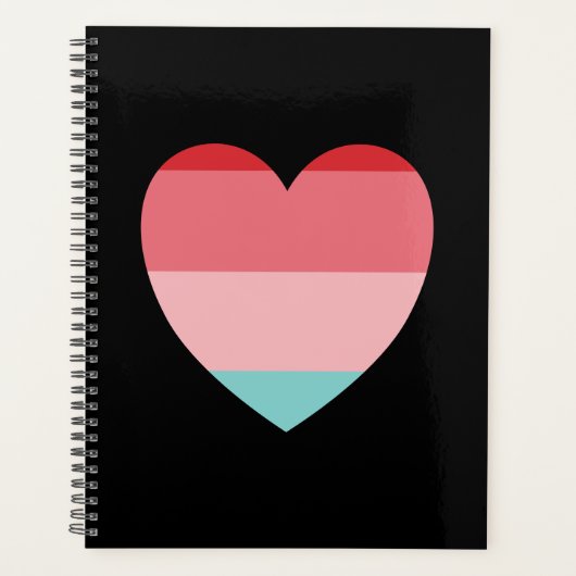 Roze gestreept hart planner (Voorkant)