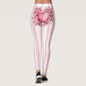 Roze gestreept, hartkont leggings (Achterkant)