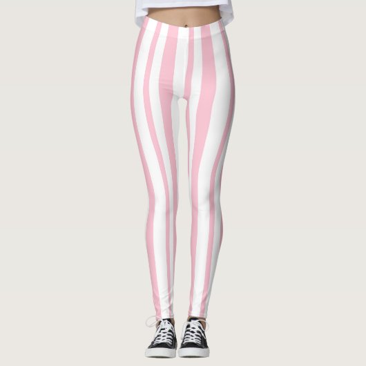 Roze gestreept, hartkont leggings (Voorkant)