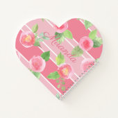 Roze gestreept Jouw naam Modern Floral Shaped Notitieboek (Achterkant)