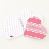 Roze gestreept Jouw naam Modern Heart Shaped Notitieboek (Binnen)